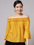 Women's Crepe Solid Off Shoulder Top